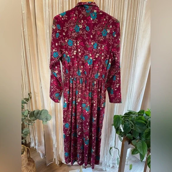 Vintage Leslie Fay Floral Print Long Sleeve Dress - Picture 3 of 4